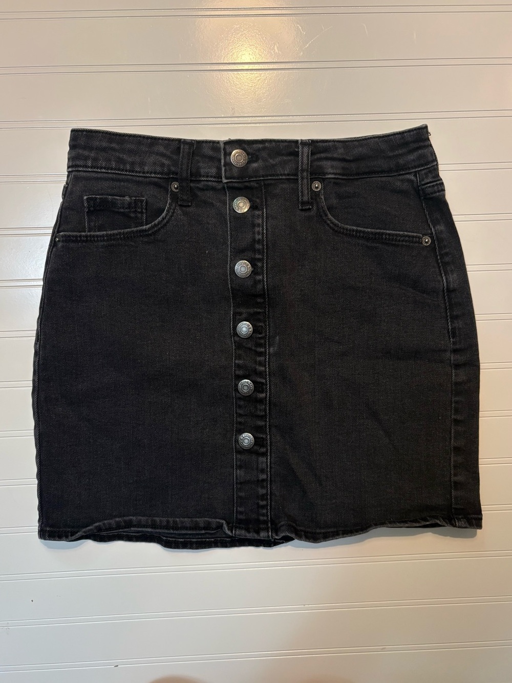 Women’s Old Navy Black Button-Front Denim Mini Skirt Size 0